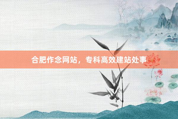 合肥作念网站，专科高效建站处事