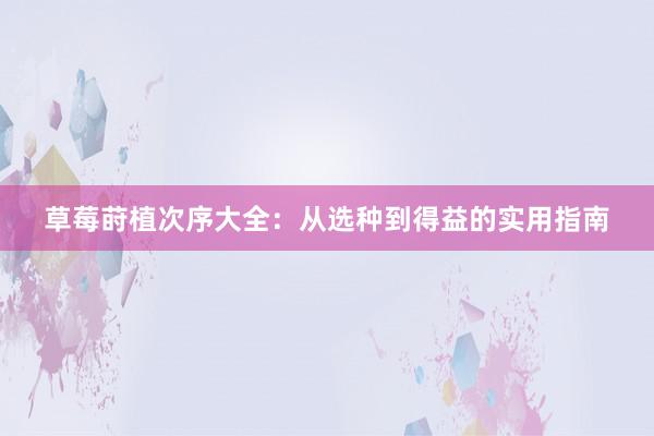 草莓莳植次序大全：从选种到得益的实用指南